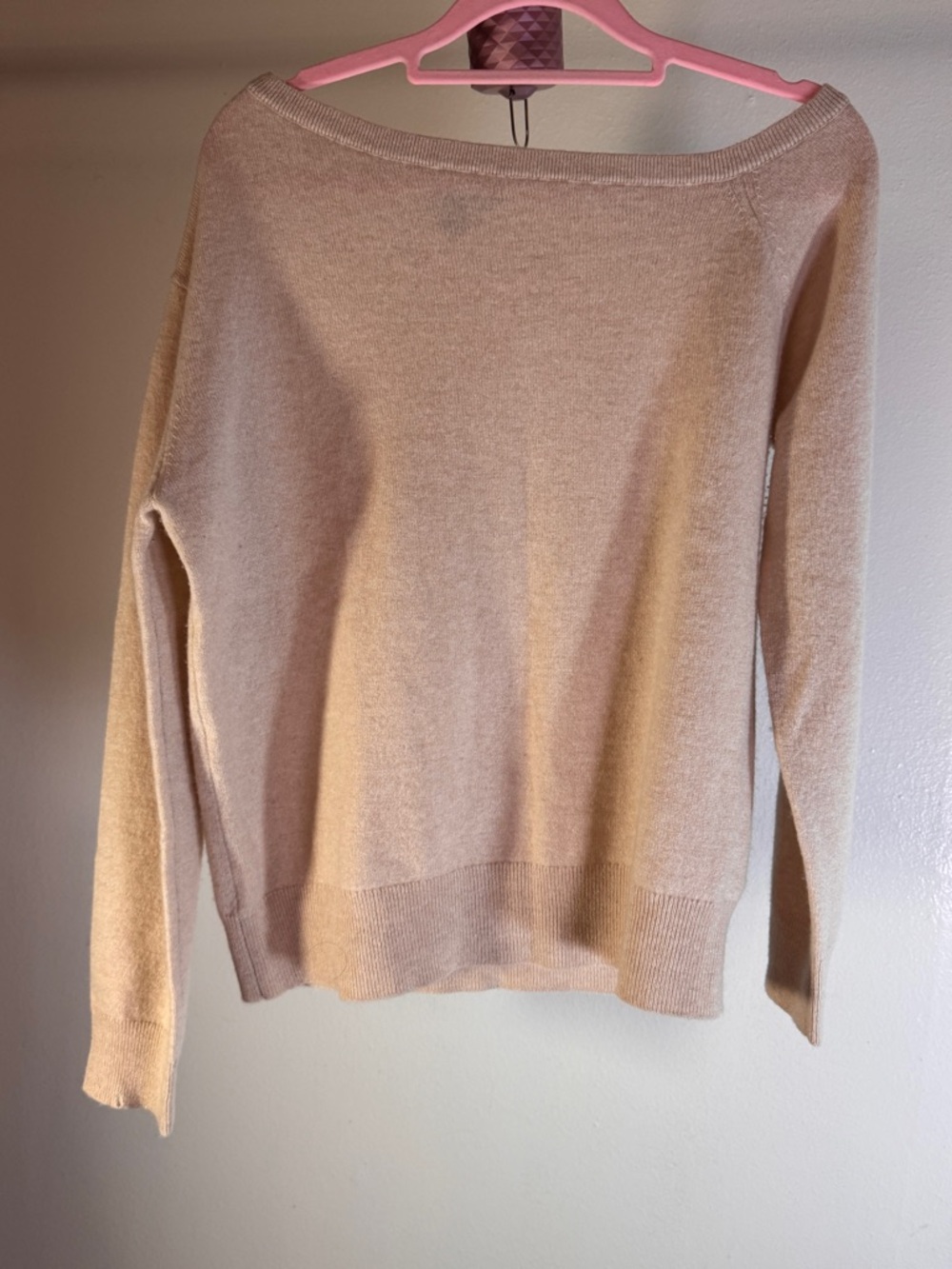 Saks Fifth Avenue 100% Cashmere Off-The-Shoulder Sweater - Tan - Medium - Picture 4 of 8